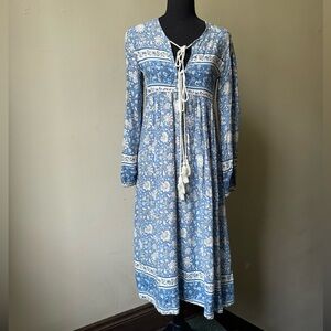 Blue Floral Long Sleeve Dress